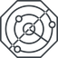 Thin, line, down, octagon, horizontal, mirror, prohibited, gps, place, radar, localisation, radar-alt-thin, radar-alt, sonar icon