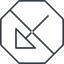 Thin, line, down, octagon, arrow, prohibited, corner, arrow-corner-thin icon