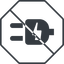 Thin, line, down, octagon, prohibited, electricity, plug, charge, charger, electric, electrics, electrical, plug-alt icon