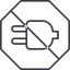 Thin, line, down, octagon, prohibited, electricity, plug, charge, charger, electric, plug-thin, electrics, electrical icon
