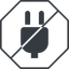 Thin, line, left, octagon, prohibited, electricity, plug, charge, charger, electric, plug-solid, electrics, electrical icon