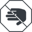 Thin, line, right, solid, octagon, horizontal, mirror, prohibited, hand, stop, fingers, hand-solid icon