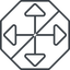 Thin, line, right, octagon, arrow, direction, prohibited, expand, arrows, move, move-thin icon