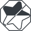 Thin, line, right, octagon, star, rate, rating, prohibited, half, star-half-thin icon