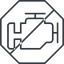 Thin, line, octagon, horizontal, mirror, car, engine, prohibited, mechanics, mechanical, motor, diesel, power, engine-thin icon