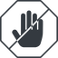 Thin, line, up, solid, octagon, horizontal, mirror, prohibited, hand, stop, fingers, hand-solid icon