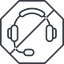 Thin, line, octagon, horizontal, mirror, prohibited, phone, call, headset, headphone, microphone, support, headset-thin icon