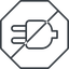 Thin, line, up, octagon, horizontal, mirror, prohibited, electricity, plug, charge, charger, electric, plug-thin, electrics, electrical icon