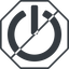 Thin, line, octagon, horizontal, mirror, prohibited, power, on, off, turn-on, turn-off, power-solid icon