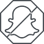 Thin, line, solid, octagon, logo, brand, horizontal, mirror, social, network, prohibited, chat, snapchat-thin, snapchat, snap icon