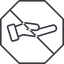 Thin, line, up, octagon, prohibited, healthcare, help, care, gift, hand, giving, giving-hand, love, give, giving-hand-thin icon
