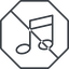 Thin, line, octagon, prohibited, mute, unmute, music, note, musical, notes, music-thin icon