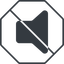 Thin, line, up, octagon, prohibited, speaker, volume, mute, unmute, music, sound, loudspeaker, speaker-solid icon