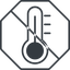 Thin, line, octagon, prohibited, temperature, thermometer, heat, high, hot, thermometer-high, thermometer-high-thin icon