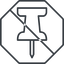 Thin, line, up, octagon, prohibited, thumbtack, pin, unpin, thumbtack-thin icon