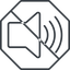 Thin, line, up, octagon, prohibited, speaker, volume, mute, unmute, music, sound, loudspeaker, volume-3-thin icon