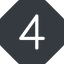 Thin, solid, octagon, four, number, font, digit, four-thin, 4 icon
