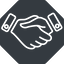 Thin, up, solid, octagon, business, hand, handshake, shake, agreement, deal, hands, shaking, agree, handshake-thin icon