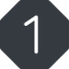 Thin, solid, octagon, number, font, one, digit, one-thin, 1 icon