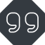 Thin, up, solid, octagon, mark, quote, quotation, citation, quote-thin, quotation-mark, double-quotes icon