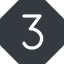 Thin, solid, octagon, three, number, font, digit, three-thin, 3 icon