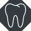 Thin, up, solid, octagon, cog, medical, health, care, medic, clinical, tooth, molar, dental, dentist, stomatology, teeth, tooth-thin icon