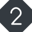 Thin, solid, octagon, number, font, digit, two, two-thin, 2 icon