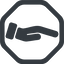 Line, down, wide, octagon, horizontal, mirror, healthcare, help, care, gift, hand, giving, giving-hand, love, give, giving-hand-solid icon
