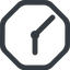 Line, down, wide, octagon, clock, time, meeting, hour, minute, hours, minutes, clock-wide icon