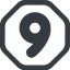 Line, down, wide, octagon, number, font, digit, 6, six, six-wide, 9, nine icon
