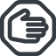 Line, left, wide, solid, octagon, horizontal, mirror, hand, stop, fingers, hand-wide icon