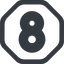 Line, normal, wide, octagon, number, font, digit, 8, eight, eight-wide icon