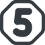 Line, wide, octagon, number, font, digit, five, five-wide, 5 icon