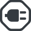 Line, up, wide, octagon, electricity, plug, charge, charger, electric, plug-solid, electrics, electrical icon