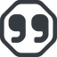 Line, up, wide, octagon, mark, quote, quotation, citation, quote-solid, quotation-mark, double-quotes icon