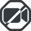 Line, down, wide, octagon, horizontal, mirror, youtube, video, prohibited, camera, film, movie, videocamera, videocamera-solid icon