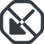 Line, down, wide, octagon, arrow, prohibited, corner, arrow-corner-solid icon