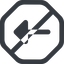 Line, left, wide, octagon, arrow, prohibited, arrow-solid icon