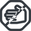 Line, left, wide, solid, octagon, prohibited, hand, stop, fingers, hand-wide icon