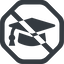 Line, wide, octagon, prohibited, university, hat, graduation, cap, diploma, graduation-cap, degree, college, education, graduated, graduation-cap-solid icon