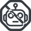 Line, wide, octagon, robot, robotics, head, prohibited icon