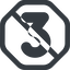 Line, wide, octagon, three, prohibited, number, font, digit, three-wide, 3 icon