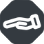 Down, wide, solid, octagon, healthcare, help, care, gift, hand, giving, giving-hand, love, give, giving-hand-wide icon