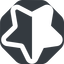 Down, wide, solid, octagon, star, rate, rating, half, star-half-wide icon