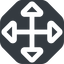 Up, wide, solid, octagon, arrow, direction, expand, arrows, move, move-wide icon