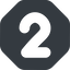 Wide, solid, octagon, number, font, digit, two, two-wide, 2 icon