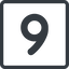 Line, down, normal, square, number, font, digit, 6, six, 9, nine icon