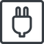 Line, left, normal, square, electricity, plug, charge, charger, electric, electrics, electrical icon