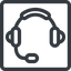 Line, normal, square, horizontal, mirror, phone, call, headset, headphone, microphone, support icon