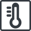 Line, normal, solid, square, horizontal, mirror, temperature, thermometer, heat, high, hot, thermometer-high, thermometer-high-solid icon